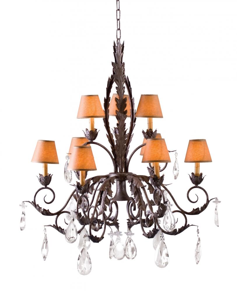 36" Wide Country French 10 Light Two Tier Chandelier