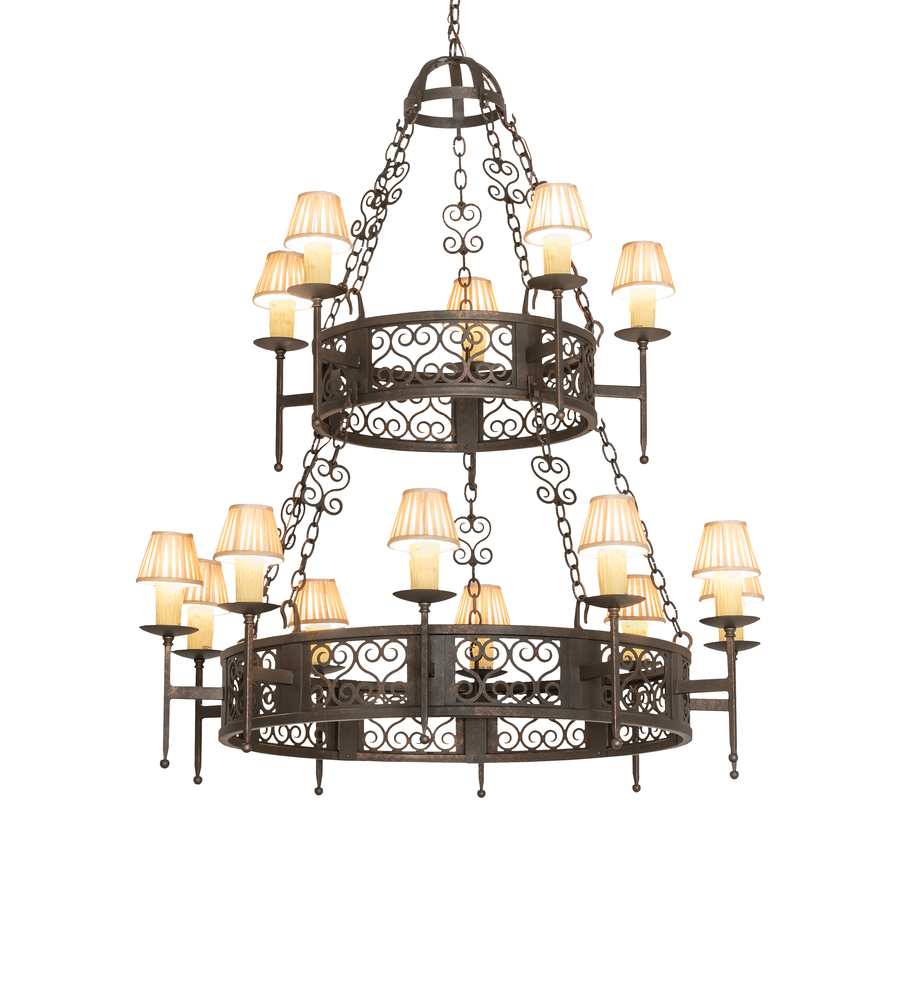 48" Wide Toscano 15 Light Two Tier Chandelier