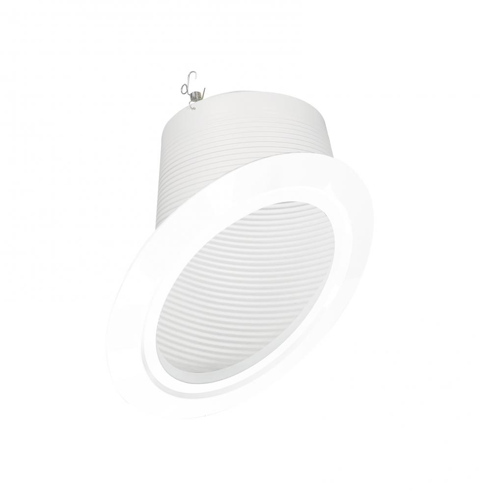 6" Super Sloped Baffle Trim, White Baffle / White Flange