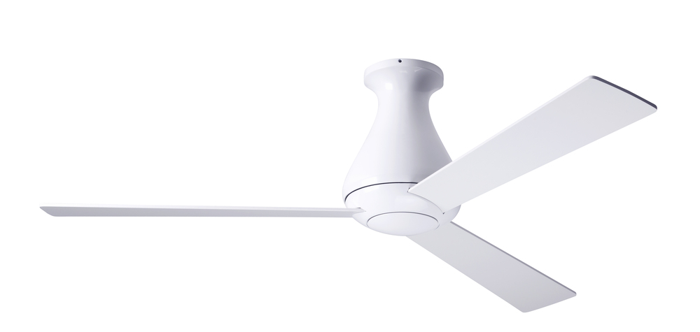 Altus Flush Fan; Gloss White Finish; 52" White Blades; No Light; Fan Speed and Light Control (3-