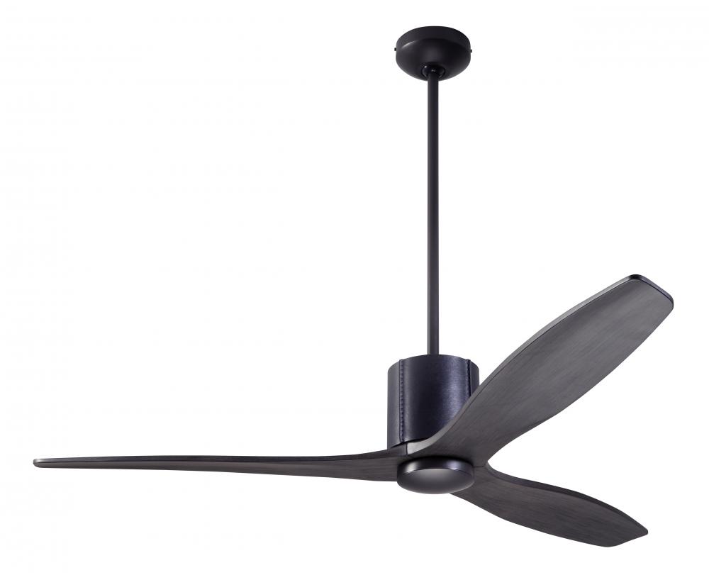 LeatherLuxe DC Fan; Dark Bronze Finish with Black Leather; 54" Ebony Blades; No Light; Remote Co