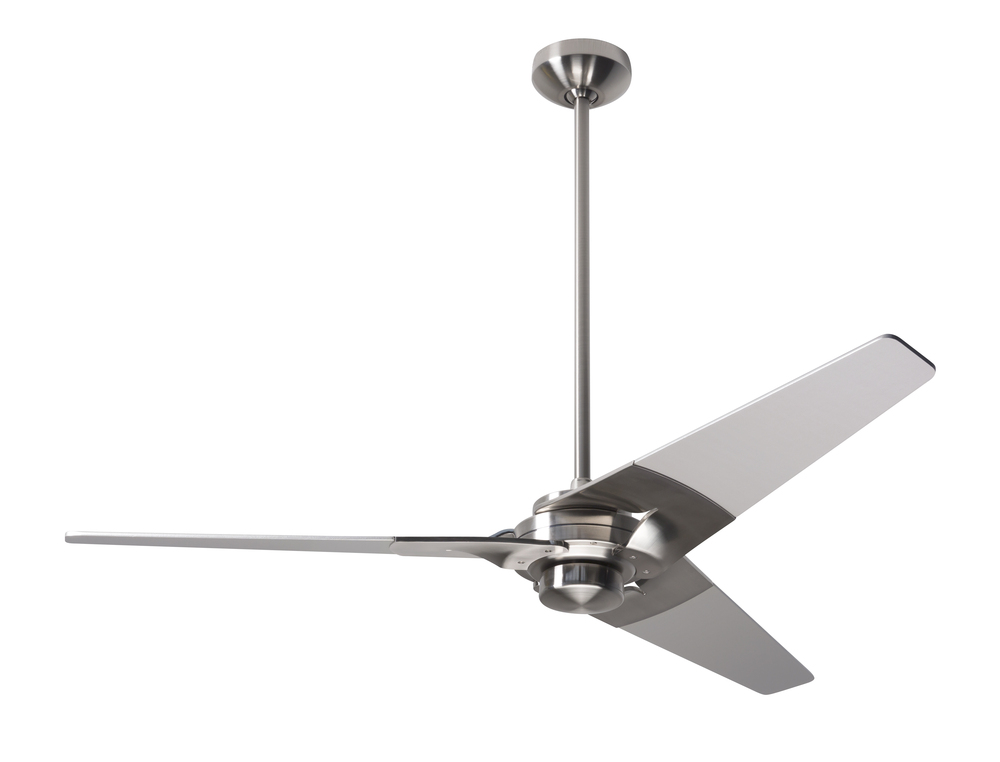 Torsion Fan; Bright Nickel Finish; 52" White Blades; No Light; Fan Speed and Light Control (3-wi