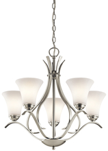 Kichler 43504NI - Keiran™ 23.25&#34; 5 Light Chandelier with Satin Etched White Glass in Brushed Nickel