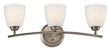 Kichler 45360BPT - Granby 25&#34; 3 Light Vanity Light with Satin Etched Cased Opal Glass in Brushed Pewter
