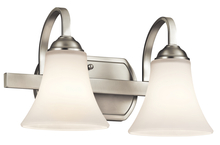 Kichler 45512NI - Keiran 14&#34; 2 Light Vanity Light with Satin Etched White Glass in Brushed Nickel