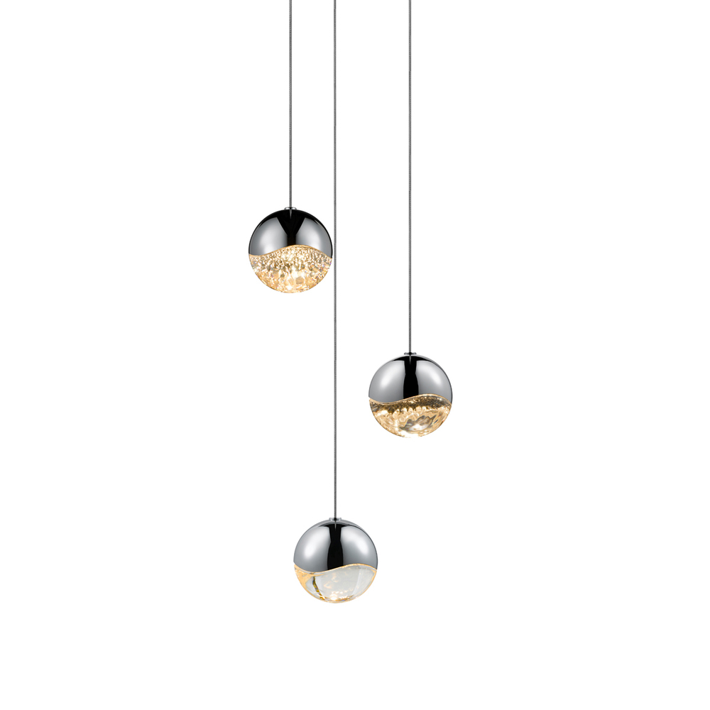 3-Light Round Medium LED Pendant