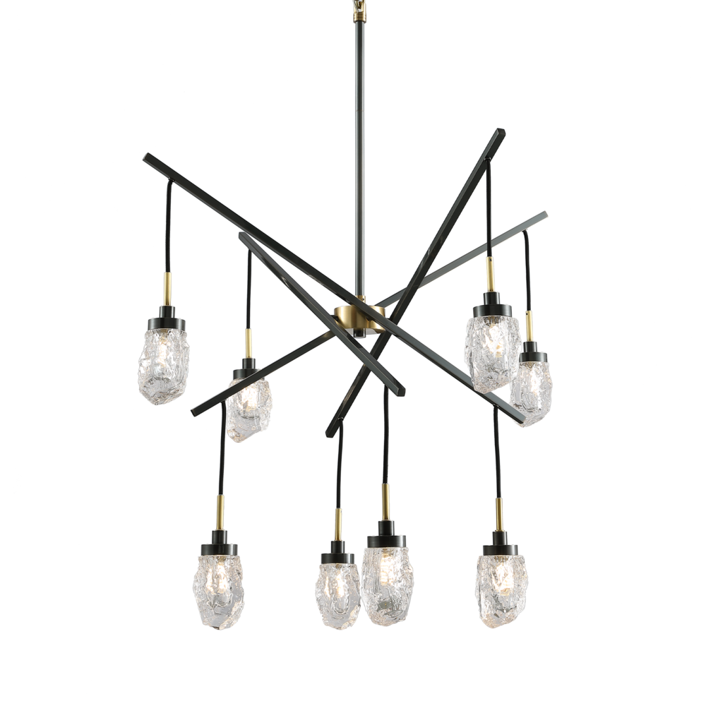 Avola 8 - Light Ice - Drop Abstract Chandelier