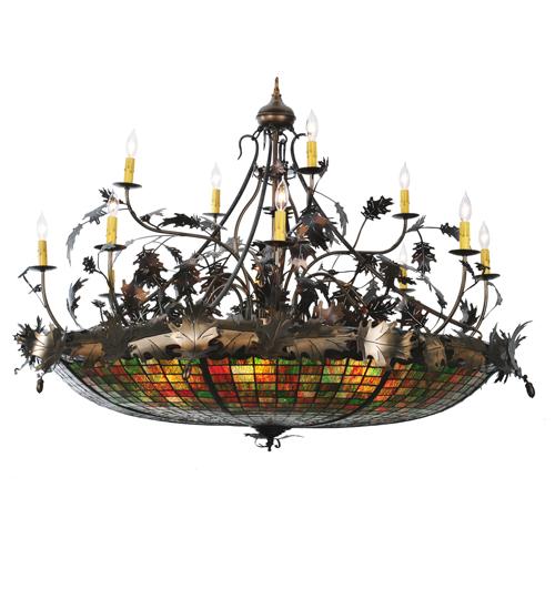 50" Wide Greenbriar Oak 12 Arm Chandelier