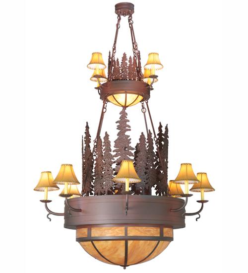 54"W Walden Pine 2 Tier Chandelier