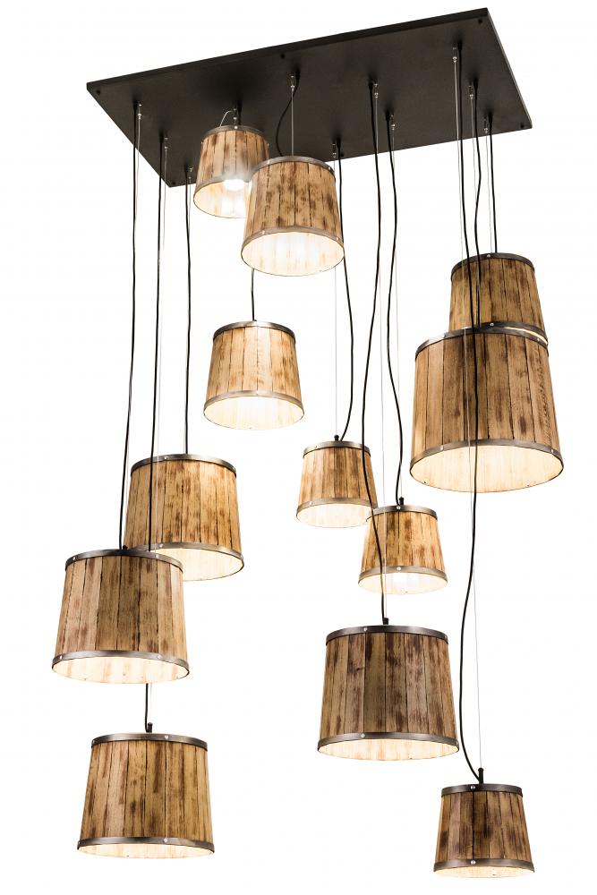 57"L Wine Barrel 12 LT Cascading Pendant