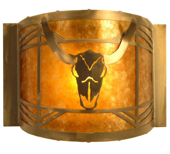 12" Wide Steer Skull Wall Sconce