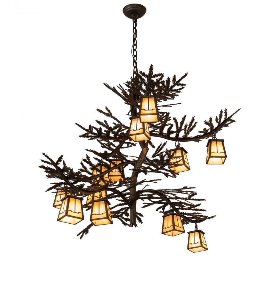 50" Long Pine Branch Valley View 12 Light Chandelier