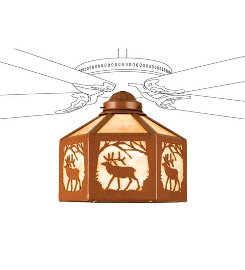 13"W Lone Elk Fan Light Shade