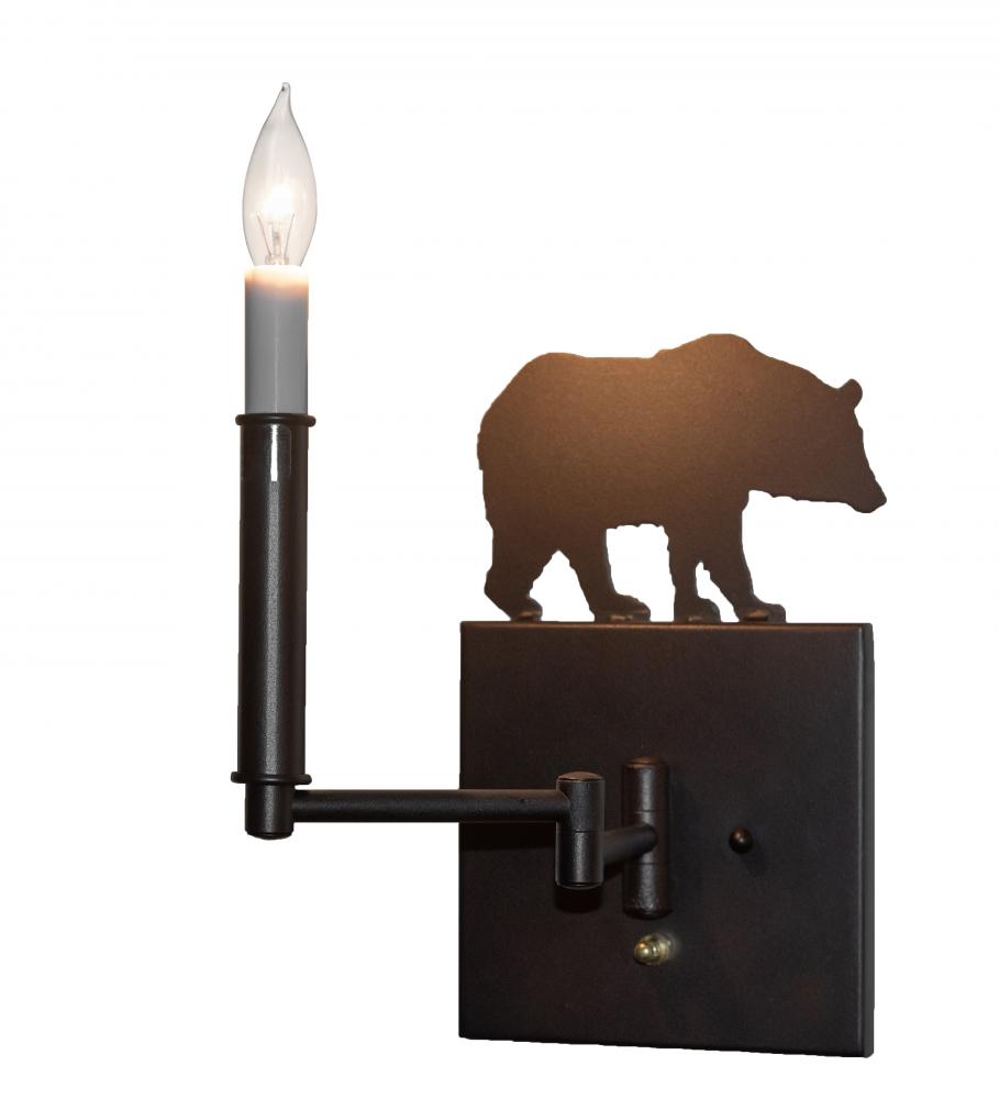 7" Wide Lone Bear Swing Arm Wall Sconce