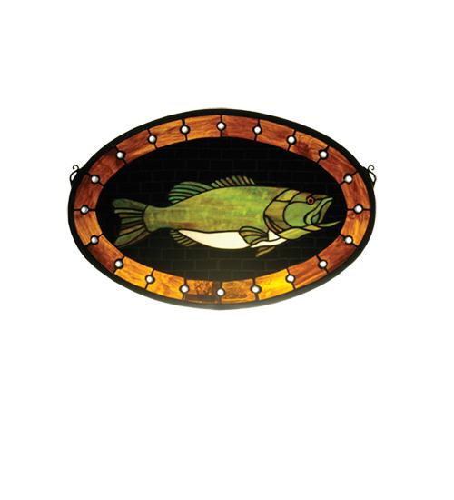 22"W X 14"H Bass Plaque Stained Glass Window