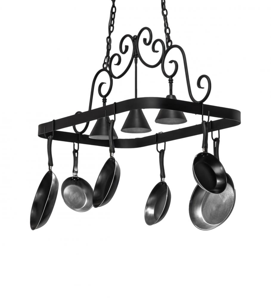 46" Long Elana 3 Light Pot Rack