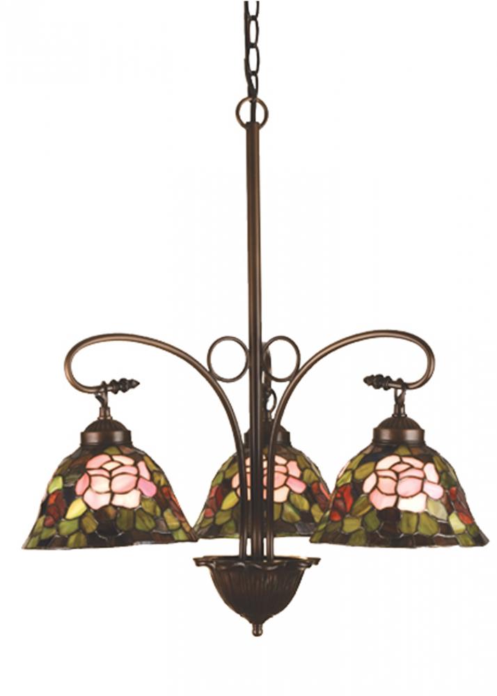 24"W Tiffany Rosebush 3 LT Chandelier.602