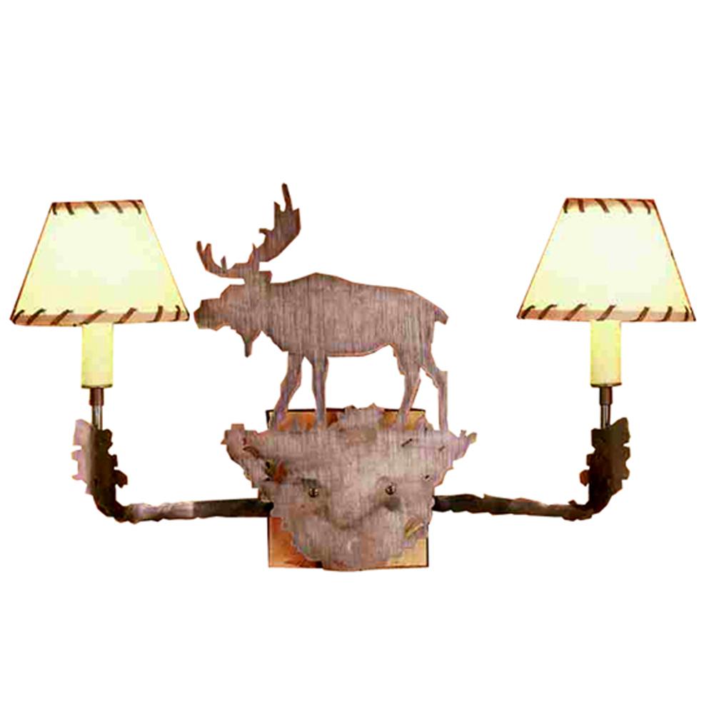 20"W Moose 2 LT Rawhide Wall Sconce