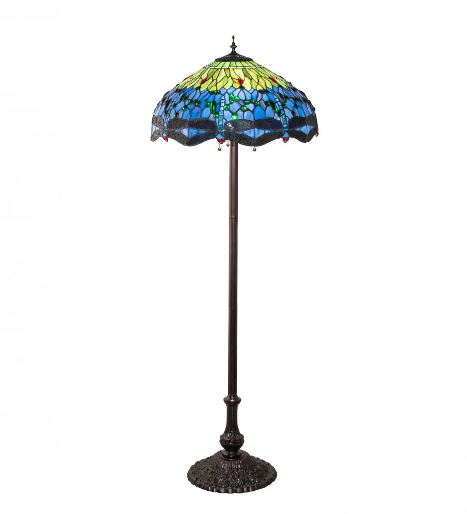 62" High Tiffany Hanginghead Dragonfly Floor Lamp