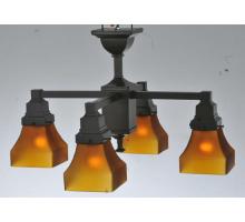 Meyda Blue 108063 - 22"W Bungalow Frosted Amber 4 LT Chandelier