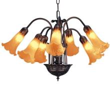 Meyda Blue 11601 - 24" Wide Amber Tiffany Pond Lily 7 LT Chandelier