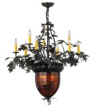 Meyda Blue 125052 - 34&#34; Wide Greenbriar Oak 9 Arm Chandelier