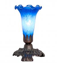 Meyda Blue 13420 - 7&#34; High Blue Tiffany Pond Lily Victorian Mini Lamp