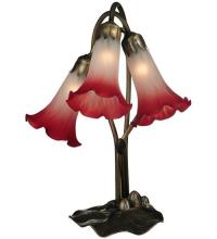 Meyda Blue 13593 - 15.75&#34; High Pink/White Tiffany Pond Lily 3 Light Accent Lamp