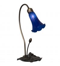 Meyda Blue 13739 - 16&#34; High Blue Tiffany Pond Lily Accent Lamp