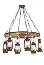 Meyda Blue 151906 - 40&#34;W Miners Lantern 6 LT Wagon Wheel Chandelier