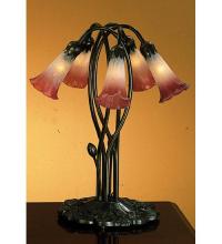 Meyda Blue 16012 - 17&#34; High Pink/White Tiffany Pond Lily 5 LT Accent Lamp