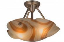 Meyda Blue 163440 - 17.5&#34; Wide Metro Fusion Cognac Swirl Semi-Flushmount