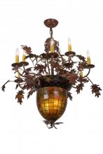 Meyda Blue 165173 - 34&#34; Wide Greenbriar Oak 9 Arm Chandelier