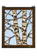 Meyda Blue 175993 - 24&#34;W X 19&#34;H Birch Tree in Winter Stained Glass Window