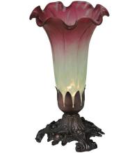 Meyda Blue 185087 - 8&#34; High Seafoam/Cranberry Pond Lily Victorian Mini Lamp