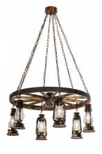 Meyda Blue 193541 - 40&#34;W Miners Lantern 6 LT Wagon Wheel Chandelier