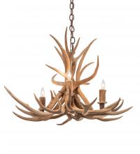 Meyda Blue 213675 - 29&#34; Wide Antlers Elk 4 Light Chandelier