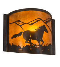 Meyda Blue 213986 - 12&#34; Wide Running Horses Wall Sconce