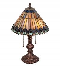 Meyda Blue 217002 - 19&#34; High Tiffany Jeweled Peacock Accent Lamp