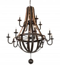 Meyda Blue 219497 - 48" Wide Barrel Stave Madera 12 Light Two Tier Chandelier