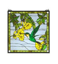 Meyda Blue 22898 - 17&#34;W X 17&#34;H Hummingbird Stained Glass Window