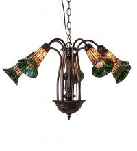 Meyda Blue 236530 - 24&#34; Wide Stained Glass Pond Lily 7 Light Chandelier