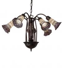 Meyda Blue 236533 - 24&#34; Wide Stained Glass Pond Lily 7 Light Chandelier