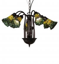 Meyda Blue 236537 - 24&#34; Wide Stained Glass Pond Lily 7 Light Chandelier