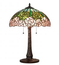Meyda Blue 242043 - 22&#34; High Tiffany Cabbage Rose Table Lamp
