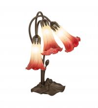 Meyda Blue 251682 - 16&#34; High Seafoam/Cranberry Tiffany Pond Lily 3 Light Accent Lamp