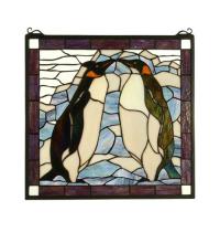 Meyda Blue 71599 - 19&#34;W X 19.5&#34;H Penguin Stained Glass Window