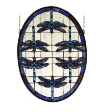 Meyda Blue 78087 - 22&#34;W X 30&#34;H Dragonflies Oval Stained Glass Window