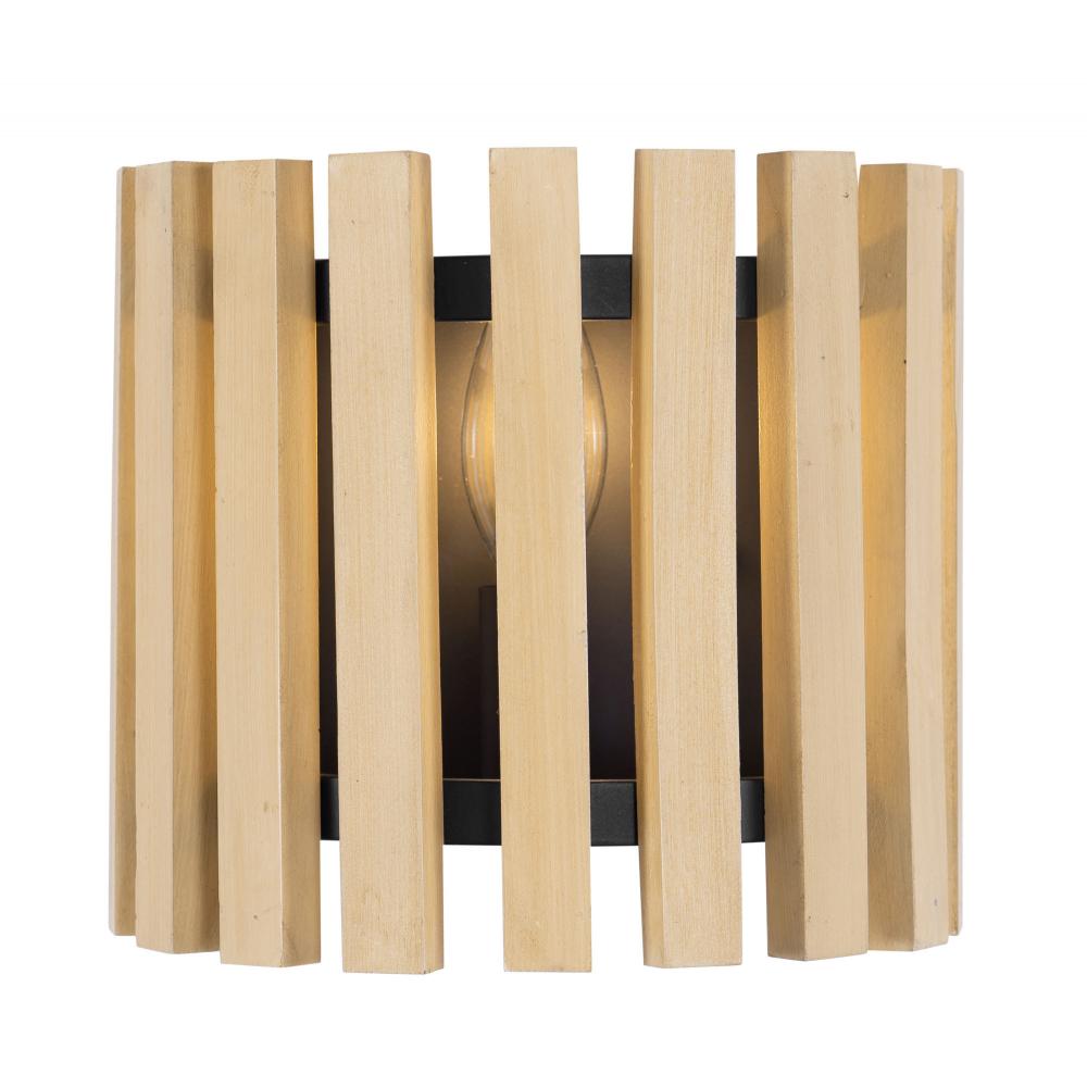 Suratto 1-Lt   Sconce - Matte Black/Honey Blonde