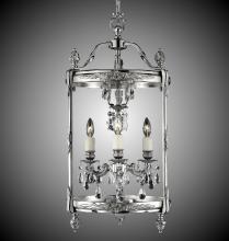 American Brass & Crystal LT2213-ALN-01G-PI - 3 Light 13 inch Lantern with Clear Curved glass & Crystal